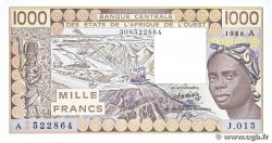 1000 Francs WEST AFRICAN STATES 1986 P.107Aj