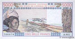 5000 Francs WEST AFRIKANISCHE STAATEN 1989 P.108Ag fST