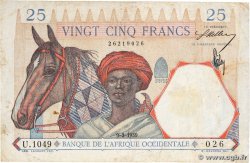 25 Francs FRENCH WEST AFRICA 1939 P.22 F