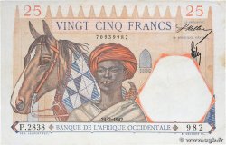 25 Francs FRENCH WEST AFRICA 1942 P.27 SS