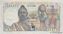 5 Francs FRENCH WEST AFRICA 1949 P.36 VF-