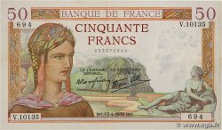 50 Francs CÉRÈS modifié FRANCIA 1939 F.18.25 MBC