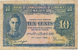 10 Cents MALAYA 1941 P.08 B+