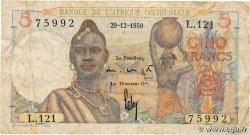 5 Francs FRENCH WEST AFRICA 1950 P.36 F