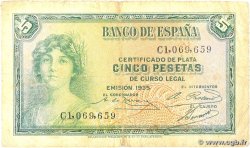 5 Pesetas ESPAÑA 1935 P.085a
