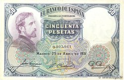 50 Pesetas ESPAÑA 1931 P.082