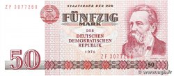 50 Mark ALLEMAGNE RÉPUBLIQUE DÉMOCRATIQUE 1971 P.30b