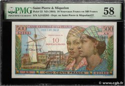 10 NF sur 500 Francs Pointe à Pitre SAINT PIERRE ET MIQUELON 1964 P.33a SPL