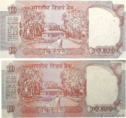 10 Rupees Lot INDIA 1990 P.088e AU