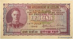50 Cents CEILáN 1942 P.045a MBC+