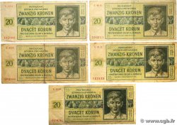 20 Korun Lot BOHEMIA & MORAVIA 1944 P.09a F