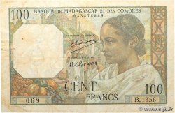 100 Francs MADAGASCAR 1950 P.046a B+