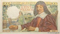 100 Francs DESCARTES FRANCE 1942 F.27.01