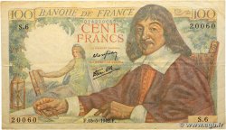 100 Francs DESCARTES FRANCE 1942 F.27.01