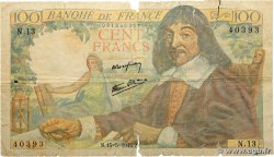 100 Francs DESCARTES FRANCE 1942 F.27.01