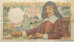 100 Francs DESCARTES FRANCE 1942 F.27.01