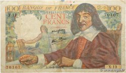 100 Francs DESCARTES Numéro radar FRANCE 1942 F.27.01