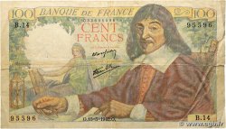 100 Francs DESCARTES FRANCE 1942 F.27.01