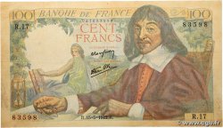 100 Francs DESCARTES FRANCE 1942 F.27.01