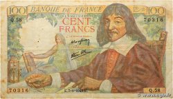 100 Francs DESCARTES FRANCE 1943 F.27.03