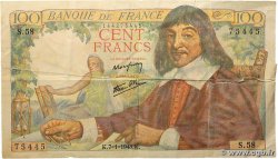 100 Francs DESCARTES FRANCE 1943 F.27.03