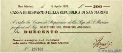 200 Lire RÉPUBLIQUE DE SAINT- MARIN 1976 PS.102