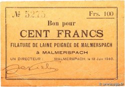 100 Francs FRANCE régionalisme et divers Malmerspach 1940 BU.45.05