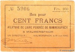100 Francs FRANCE régionalisme et divers Malmerspach 1940 BU.45.05
