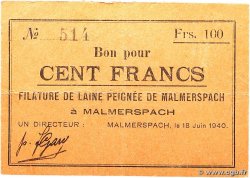 100 Francs FRANCE régionalisme et divers Malmerspach 1940 BU.45.03