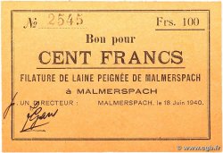 100 Francs FRANCE régionalisme et divers Malmerspach 1940 BU.45.03