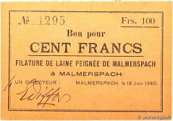 100 Francs FRANCE régionalisme et divers Malmerspach 1940 BU.45.02