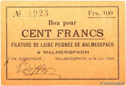 100 Francs FRANCE régionalisme et divers Malmerspach 1940 BU.45.02