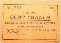 100 Francs FRANCE régionalisme et divers Malmerspach 1940 BU.45.06