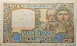 20 Francs TRAVAIL ET SCIENCE FRANKREICH 1940 F.12.06 SS