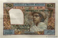 50 Francs - 10 Ariary Numéro radar MADAGASCAR 1969 P.061 pr.SPL