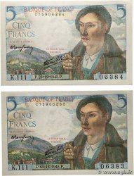 5 Francs BERGER Consécutifs FRANCE 1943 F.05.05 NEUF
