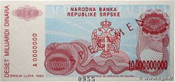 10000000000 Dinara Spécimen BOSNIE HERZÉGOVINE 1993 P.159a pr.NEUF