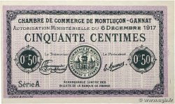 50 Centimes Non émis FRANCE regionalism and miscellaneous Montluçon, Gannat 1917 JP.084.36var
