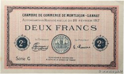 2 Francs Non émis FRANCE régionalisme et divers Montluçon, Gannat 1917 JP.084.34var