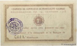 1 Franc Non émis FRANCE régionalisme et divers Montluçon, Gannat 1918 JP.084.43var SUP