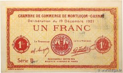 1 Franc Non émis FRANCE régionalisme et divers Montluçon, Gannat 1921 JP.084.64var