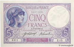 5 Francs FEMME CASQUÉE FRANCE 1917 F.03.01 UNC