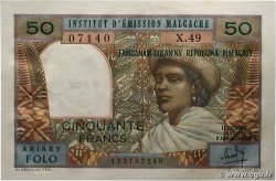 50 Francs - 10 Ariary MADAGASCAR 1969 P.061 XF+