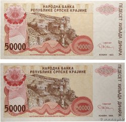 50000 Dinara Lot CROATIE 1993 P.R21a SUP