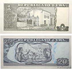 1 et 20 Pesos Lot CUBA 2003 P.125 et P.126 UNC