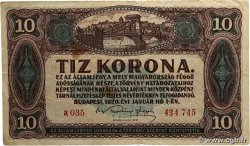 10 Korona HUNGARY 1920 P.060 F