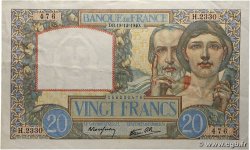 20 Francs TRAVAIL ET SCIENCE FRANCE 1940 F.12.10 TTB+