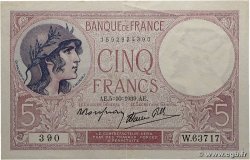 5 Francs FEMME CASQUÉE modifié FRANCE 1939 F.04.11