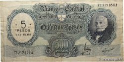 5 Pesos sur 500 Pesos ARGENTINE 1969 P.283 TB