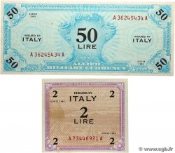 2 et 50 Lire Lot ITALIE 1943 PM.11a et PM.14a SUP